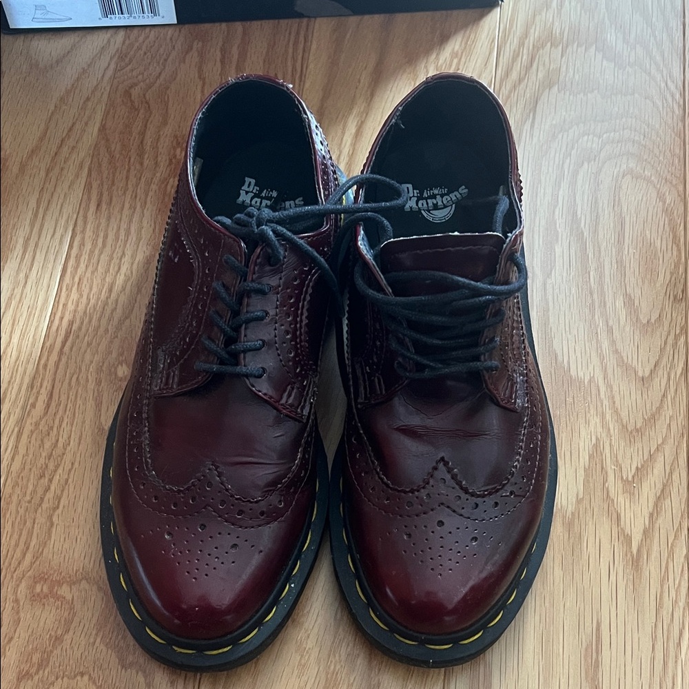 Dr. Martens Men's Dark Red Leather Oxfords